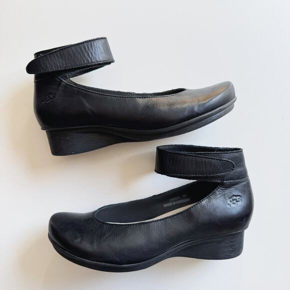 Loints of Holland Black Leather Urban Sydney Ballerina Wedge Flats Size 38/8 - Picture 4 of 10